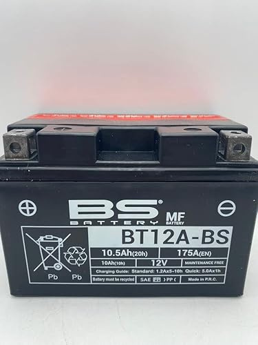 Batteria moto BS BT12A-BS (YT12A-BS) - Senza manutenzione - 12 V 10 Ah - Dimensioni: 150 x 88 x 105 mm compatibile con KYMCO Downtown 300-2013