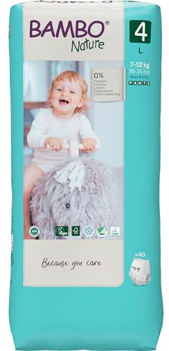 Bambo Nature Premium Eco Windelhöschen, zum Hochziehen, Maxi-Größe 4 (7-14 kg), 40 Stück