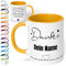 Dankeschön Geschenk für Freunde & Kollegen: Danke Tasse mit Namen „Danke für die schöne Zeit“ - personalisierte Kaffeetasse mit Spruch als moderne Dankeskarte | Abschiedsgeschenk (Goldgelb)