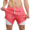 MaaMgic Herren Badehose mit Kompression Badeshorts 2 in 1 | 5.5 Schnelltrocknend lässige Swim Shorts Kurz Boardshorts mit Innenhose Reißverschlusstasche XS - XXL,Rosa Anker 5.5,L