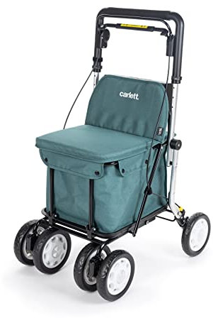Carlett - Comfort Assist Lett900P | Einkaufstrolley | 4-Rädriger Klappbarer Einkaufswagen | Medizinprodukt der Klasse I | Abnehmbare Tasche 36L/15kg | Ablagefach | Grün Farbe