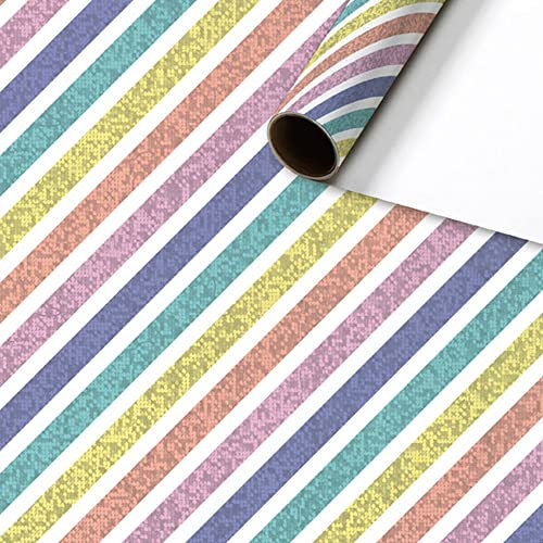 Stewo Geschenkpapier Pan Hologramm 1 Rolle 70 x 150 cm Glitzer Streifen