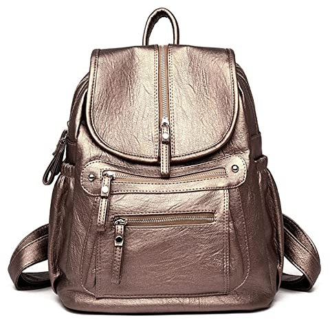 RAYMIN Damen Rucksack Damen Schultasche Mode Mädchen Rucksack,Bronze,34 * 17 * 32cm