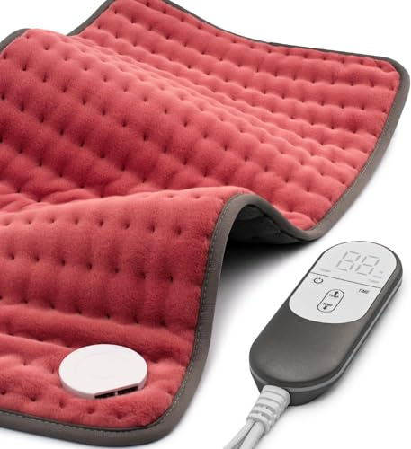 VALGELUIK Heating Pad for Back, Neck & Shoulder Pain Relief – 12x24 Electric Heat Pad, Auto-Off, Machine Washable, Moist/Dry Heat Options – Thoughtful Mother's Day Gifts for Mom, Dad, Women & Men