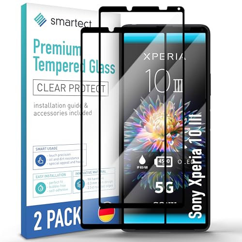 smartect Schutzglas [2 Stück, Full Screen] kompatibel mit Sony Xperia 10 III, HD Schutzfolie Anti-Kratzer, Blasenfrei, 9H Härte, 0.3 mm Ultra-klar, Ultrabeständig
