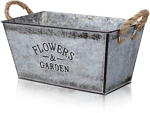 DECHOUS Maceta De Hojalata Jardineras De Exterior Casa De Campo Decoración Vintage Plantas Al Aire Libre Contenedores De Plantas Maceta Suculenta Largo Hierro Forjado Metal Vaso De Flores