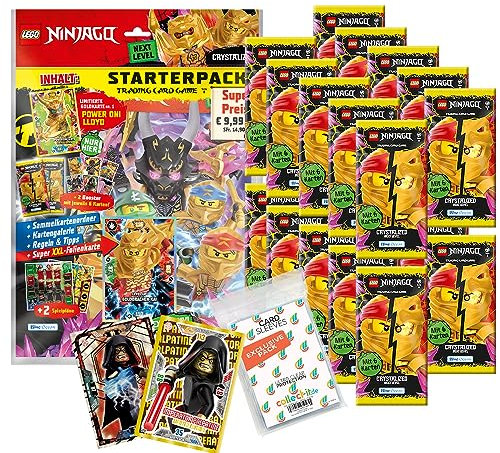 Bundle mit Lego Ninjago Serie 8 Next Level Trading Cards - 1 Starter + 20 Booster + Exklusive Collect-it Hüllen