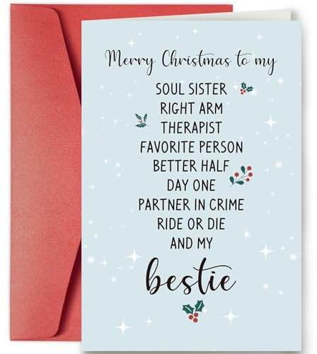 SuperShunhu Weihnachtskarte für beste Freundin, Geschenk für beste Freundin, süße Weihnachtskarte für enge Freunde