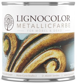 Lignocolor Metallicfarbe für Möbel | Effektfarbe für Holz, Fliesen, Metall, Kunststoff uvm. im Innenbereich | viele Farbtöne verfügbar (Liquid Gold, 100 ml)
