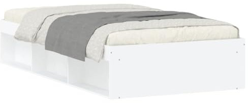 vidaXL Bettgestell, Bettrahmen mit Lattenrost, Bett Gästebett mit 6 Fächern, Einzelbett Schlafzimmerbett Schlafzimmermöbel, Weiß 90x200cm