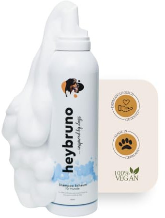 heybruno Hundeshampoo, Schaum, 200 ml, für fluffiges & weiches Fell, dermatologisch getestet