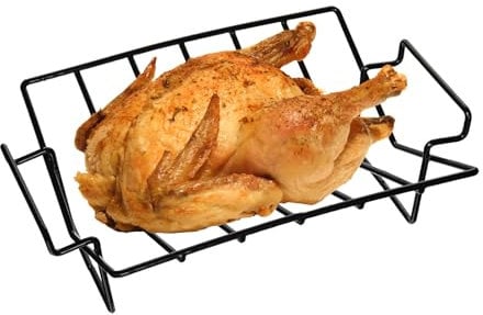 Shienfir Large Turkey Roasting Rack Family-sized Roast Grill Rack Large Carbon Steel Roasting Rack High-temperature Resistant V-shaped Griddle Rib Grilling Rack A