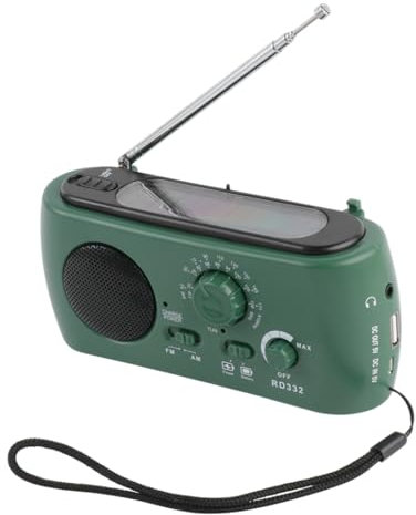 Mikikit Solar Betriebenes Kurbel-notfallradio Mit Led-Taschenlampe Wiederaufladbar Tragbar Für Camping Am Fm Kurzwelle Wetterempfänger USB-ladefunktion Für Mobilgeräte Leichte Handkurbel o