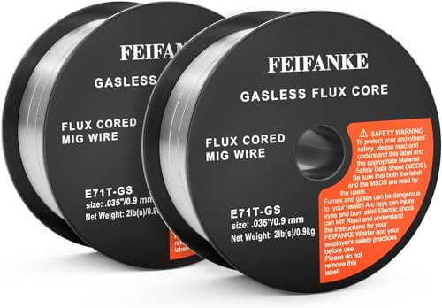 FEIFANKE Filo Animato No Gas 0,9MM 2KG Filo Saldatrice E71T-GS Bobina Di Filo per Saldatura Universale MIG MAG D100 per Saldatrice, 2 Pezzi