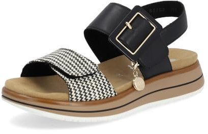 Remonte Damen Riemchensandalen D1J53, Frauen Sandalen,lose Einlage,Riemen,Riemchen,halteriemen,Sommerschuhe,Freizeitschuhe,schwarz Kombi (02),45 EU