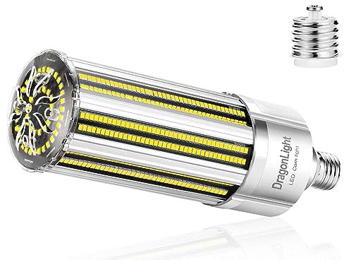 DragonLight 2024 Neueste 120W Superhell Mais Licht LED Glühbirne Lüfterlos(Ersetzt 800Watt) - E27 LED Lampe mit E40 Adapter 5000K Kaltweiß 14,400 Lumens - Gut für geschlossene Leuchten