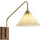 SWEMOPP Long Arm Wall Sconce Plug in Pull Chain Switch Hardwired Farmhouse Vintage Wall Light with Pleated Fabric Shade Swing Arm Wall Lamp for Bedroom Dining Table Bedside Living Room Headboard