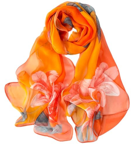 FAIRYGATE Musselin Schal Damen Mädchen Kunstseide Schal Quadratischer Halstuch Sanftmütig Haarschal Elegant Damenschal Süß Blumenmuster B7223