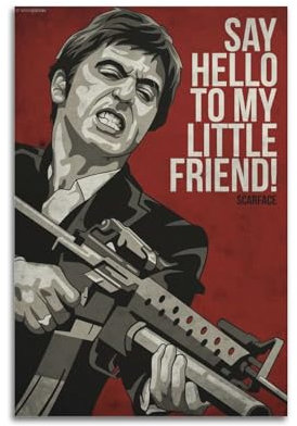 Scarface Poster auf Leinwand, Wandkunstdruck, ästhetisches Wohnzimmer-Dekor, Malposter für Zuhause, Büro, Dekorationen, 50 x 75 cm