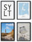 MJ-GRAPHICS® - Nordsee Wandbilder Wohnzimmer Sylt Meer Strand Natur Poster, 4x A3, Bilder Wohnzimmer, Bilder Schlafzimmer, Stadtkarte, Leuchturm, Leinwandbild, Büro Schlafzimmer, Wanddeko ohne Rahmen