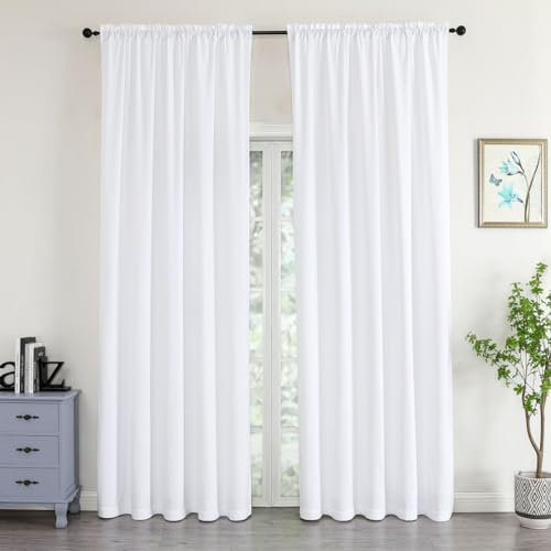 texpot Samtvorhang Weiß 140 x 245 cm Blickdicht mit Kräuselband Schiebevorhang