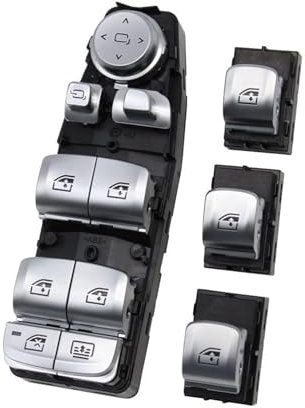 Auto Schalter für elektrische Fensterheber für BMW 3 5 7 X3 X4 F30 F35 F25 F26 F07 F10 F18 F01 F02 Fenstersteuerungsschalter Auto Zubehör,Model B Silver Set