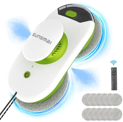 SUNSMAI Doppio getto d'acqua robot lavavetri, Automatic Path Planning robot lavavetri, Edge Detection lavavetri elettrico, cavo di alimentazione da 6,4 m Serbatoio dell'acqua da 50 ml(verde)