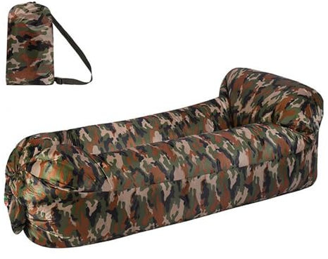 Hiseng Aufblasbares Sofa, Tragbares Luftsofa Luftsack Wasserdichtes Air Lounger Aufblasbare Luft Sofa Couch für Strand Camping Reisen Park Musikfestivals Outdoor (Tarnung,220x70cm)
