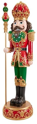 Magie di Natale Soldatino schiaccianoci con led e musica in resina decorazione natalizia, h 184 cm