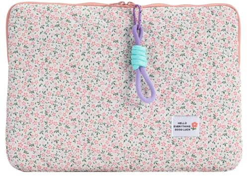 jingyuKJ Quilted Laptop Sleeve Flower Laptop Sleeve Cute Laptop Case Puffy Computer Bag Laptop Carrying Case with 11/13/15 Notebook