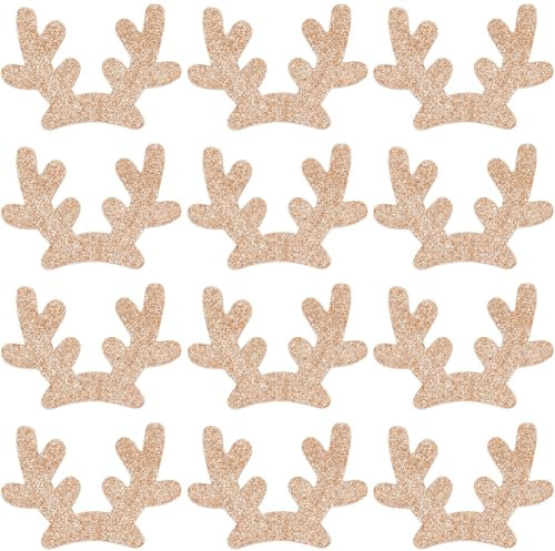 GORGECRAFT 15 Paar Metallisch Goldene Weihnachts Hirsch Mini Geweih Verzierungen Beflockte Hirschgeweih Haarspangen Zubehör Rentier Elch Zweig Tiere Horn Schneemann Hand Für Stirnband Ornamente
