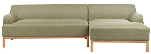 Beliani 3-Sitzer Ecksofa Stoff olivgrün mit Chaiselounge Links hohe Holzbeine Sosjo