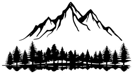 DUOOLN Bergblick Metall Wanddekor.Schwarze Linie Baum Malerei Wandkunst,Moderne Abstrakte Minimalistische Rustikale Natur Bergwald Haus Wanddekoration,Wohnzimmer Schlafzimmer Garten Skulptur