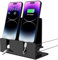 CaSZLUTION Dual Phone Holder Organizer Stand for 2 Phones, Acrylic Desktop Universal Mobile Phone Docking Station Charger Holder with Cable Management, Black