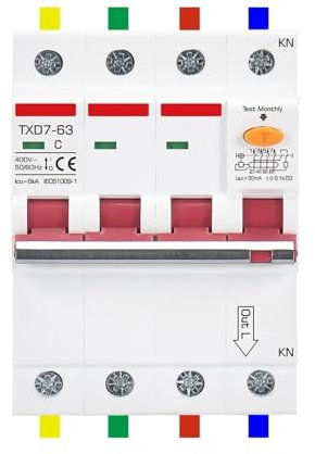 SHMKBDPF Disjoncteur de Fuite triphasé 16A 32A 63A 4P 30MA 300MA AC380V, Protection du Moteur(20A)