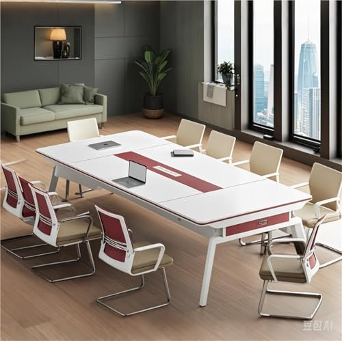 ELZEM Großer Bürokonferenztisch, moderner Business-Konferenztisch, 2–6 Personen, SeminarTAble mit Kabeldurchführungen, für Meeting-Klasse, Seminar (ohne Stühle)