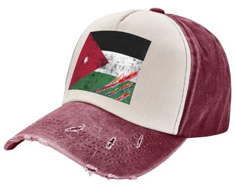 ZALXOZYL Verstellbare Baseballkappe Mit Jordan-Flaggen,Baumwolle,Schutzhut für Golf,Outdoor-Sport,Herren und Damen Dark Red One Size