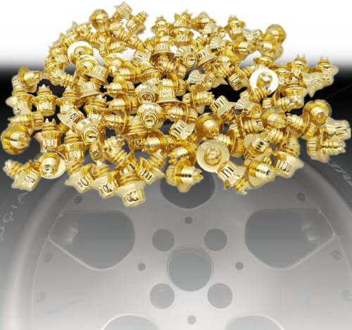 Generisch 100 Stück,Universal-Radnieten,Radkappen Muttern,Legierungsbolzen, Kunststoffkappe, 6,9 mm (Gold)