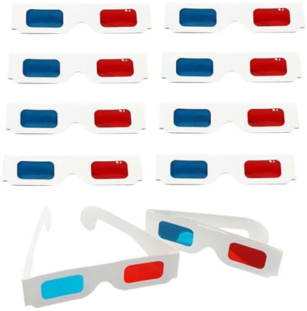 10 Stück 3D Brille,3D Brillen für 3D Fernseher,3D Brille für Fernseher,3D Filme mit Brille Prime,Sonnenfinsternis Brille,3D Brille Kinder für Filme Oder PC-Spiele und Film Dekoration(Rot und Blau)