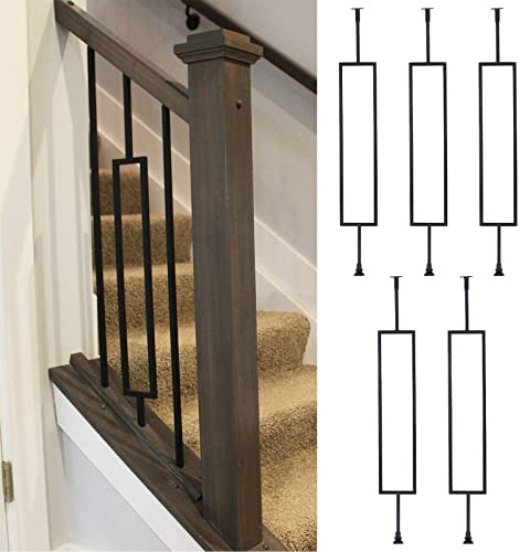 RKJDMSWJ 100cm 150cm High Metal Railings Modern Home Garden Wall Decoration Double Panel Villa Palisade Fence Posts Balusters (1/2/5/10pcs)