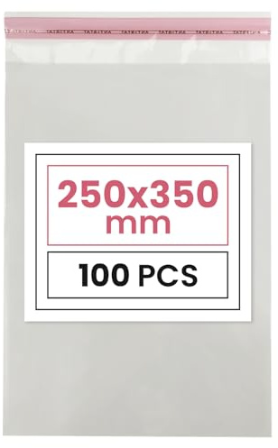 Netuno 100 PP Cellophantüten selbstklebend 25x35 cm glasklar und praktisch | Große durchsichtige Flachbeutel & Folienbeutel mit Peel-&-Seal-Klappe – für Grußkarten, Postkarten, Fotos & Schmuck