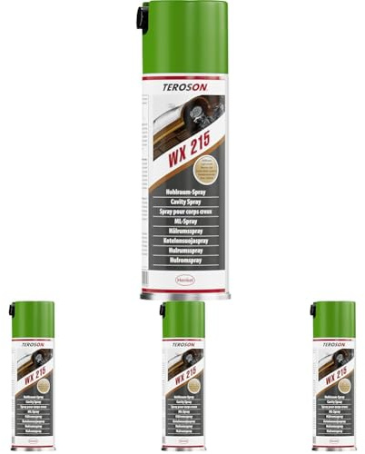 Teroson WX 215, Korrosionsschutzmittel für die Hohlraumversiegelung, Rostschutz Spray mit hoher Temperaturbeständigkeit, Wachs Spray für die Karosseriereparatur, 1x500ml (Packung mit 4)