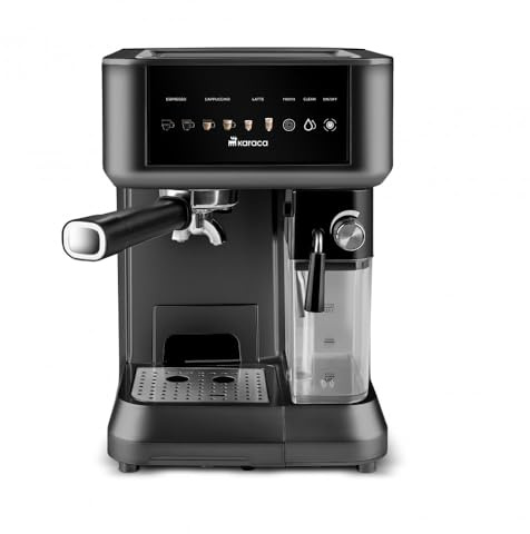 KARACA MyCaffe Barista S10 Espresso, Latte & Cappuccino Coffee Machine with Integrated Milk Tank, 1,8L, 1350W, Touch Control Panel, 15 Bar Pump Pressure, Hot Milk Function, Black