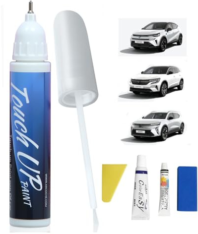 AntDiseno 369 Bianco Ghiaccio/Bianco Artico Ritocco vernice per Renault, 2 in 1 Auto Penna Antigraffio per Renault Asciugatura Rapida per Coprire e Riparare Graffi Auto