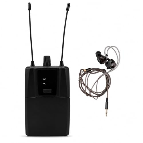 Erchineko 660 to 690MHz Wireless in Ear Monitor System, Wireless IEM with 3.5mm Stereo Output, Clip On Belt Pack Receiver for Stage Performance Studio Monitoring