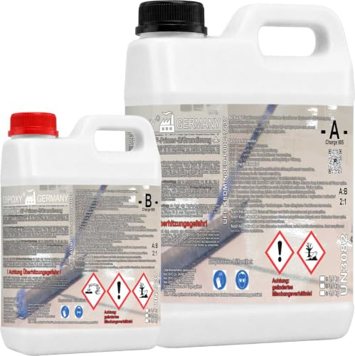 DIPOXY Primer S 2K Epoxidharz Grundierung 3kg Epoxidharz + 150g Farbe Weiß – 2:1 Epoxy Primer & Haftgrund für Beton, Estrich, Boden, Garage, Balkon