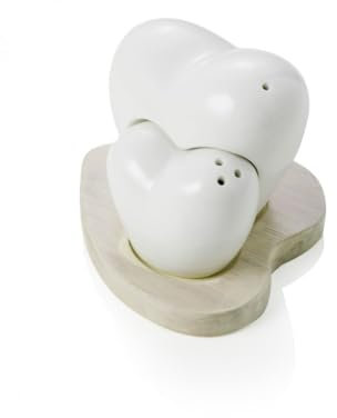 BRANDANI SALE E PEPE CUORIFOREVER IN PORCELLANA BIANCA CON SUPPORTO IN BAMBOO NATURALE CODICE PRODOTTO: 54612