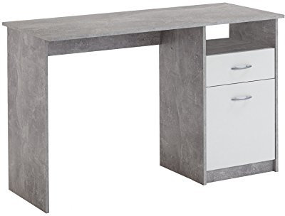FMD Möbel, 3004-001 Jackson Schreibtisch, holz/beton, weiß, maße 123.0 x 50.0 x 76.5 cm (BHT)