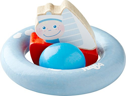 HABA 303920 - Greifling Schiff ahoi , Holzgreifling mit Matrosenfigur , Baby-Spielzeug ab 6 Monaten