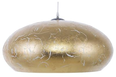 Beliani Hängeleuchte Gold Aluminium Ovale Pendelleuchte | Metall, 1 Leuchtmittel, E27 Fassung, IP 20, Kabellänge 120 cm, 48 x 48 x 160 cm